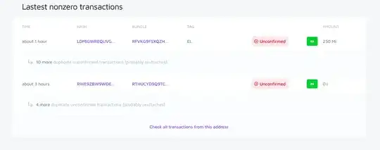 screenshot of the transaction states