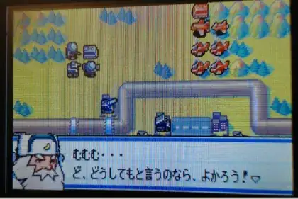 Video game dialogue. It says 「むむむ・・・ど、どうしてもと言うのなら、よかろう!」