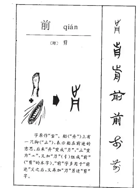 Source of "前" in Chinese, source: http://www.fantizi5.com/ziyuan/ and search "前"