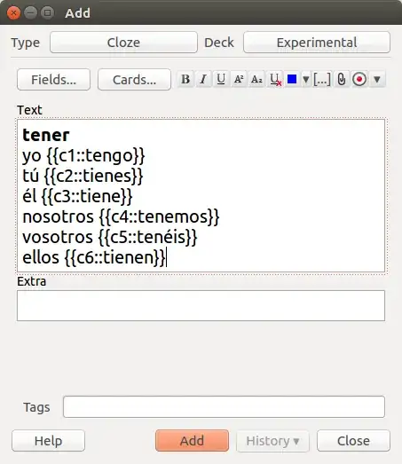 The same dialog as above, but now with all verb forms converted into cloze deletions