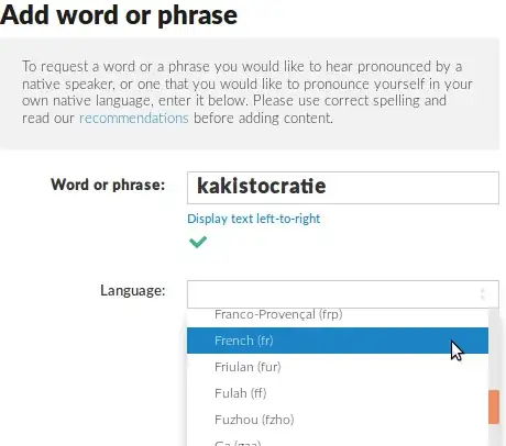 Form and instructions for submitting a new word request