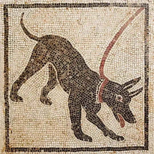 Mosaic of dog in leash