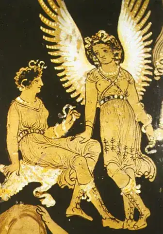 Erinyes, Apulian red figure krater C4th B.C., Badishes Landesmuseum, Karlsruhe.