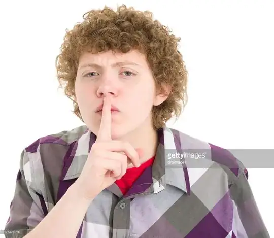 Hushing gesture with a finger.