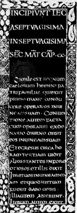 Carolingian script with Roman capitals