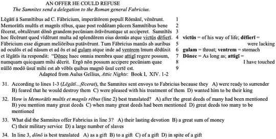 Reading comprehension questions from the 2013 Latin III-IV Prose NLE