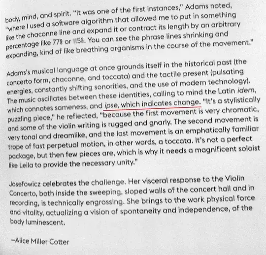 image of a book mentioning that idem indicates sameness and idem indicates change