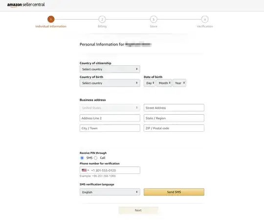 Amazon Seller Registration Form
