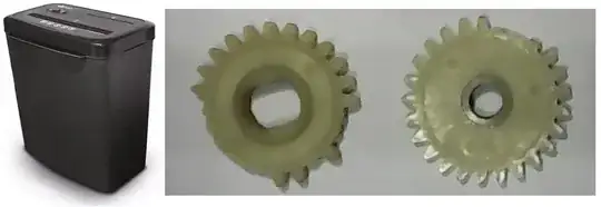 Damaged shredder gears