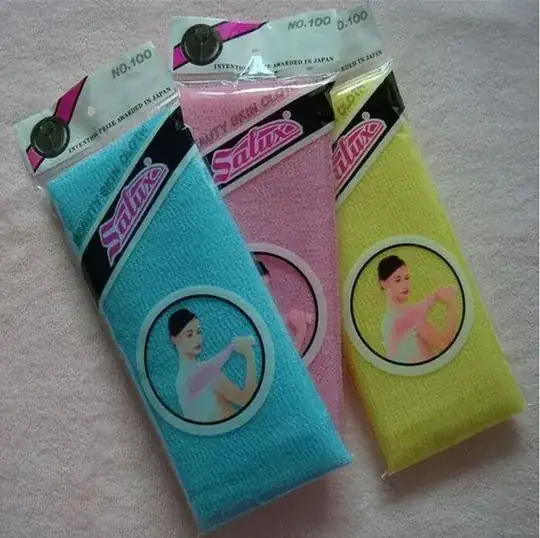 Three Japanese shower cloths in packaging