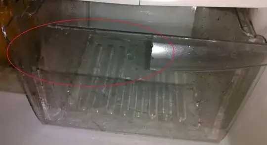 Fridge storage bin with broken handle