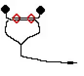 a basic sketch of a set of headphones with the wires side by side in the back.