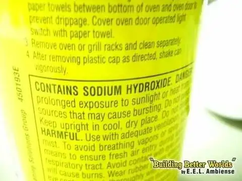 label on oven cleaner