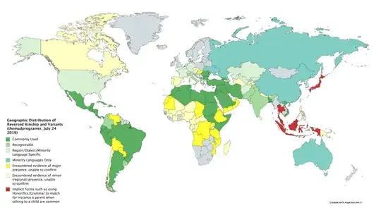 The darker the green the more common, used yellow if I was uncertain with my data from a certain country, last updated: July 23rd See https://www.reddit.com/r/LinguisticMaps/comments/chsnub/wip_update_july_25th_geographic_distribution_of/ 