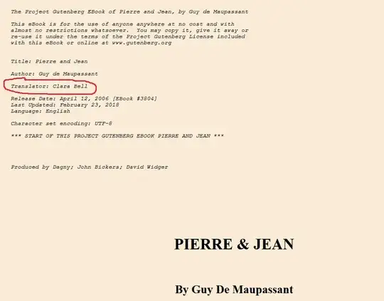 Screenshot of preamble info