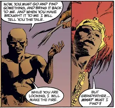 The old man, talking to the young.