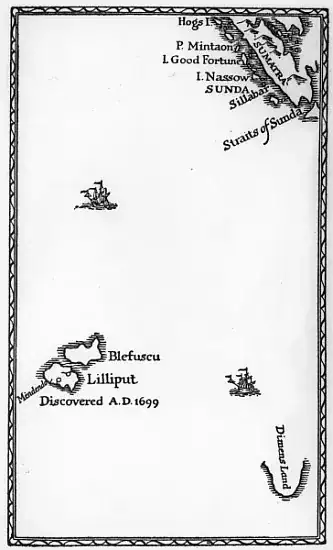 A map from an edition of *Gulliver's Travels*