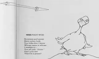 a pointed spear is flying towards the goose