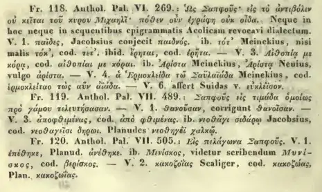 Bergk's critical note for the epigram