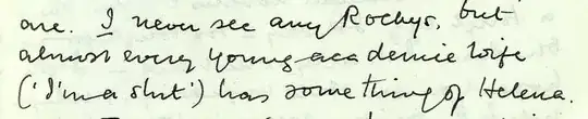 Screenshot of portion of the manuscript of a letter from Philip Larkin to Barbara Pym