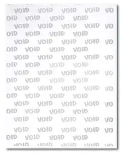 paper with black and white "VOID" signs all over it