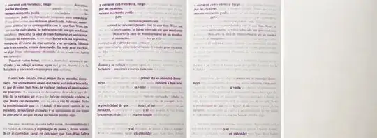 Several photos of the same page of a book, each with the text more faded