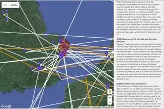 Map showing tracks centred on East Anglia