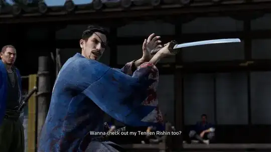 Character with palm against sword