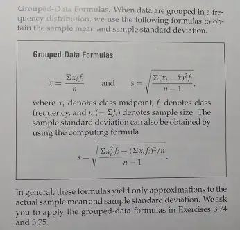Weiss: Grouped-Data Formulas
