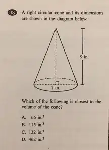 cone volume problem