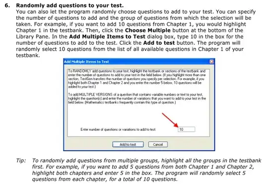 TestGen interface to insert random questions