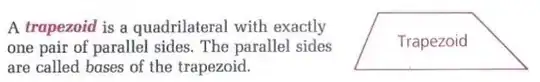 Some text (see transcription below) with a drawing of a trapezoid to the right. The trapezoid is labeled "Trapezoid".