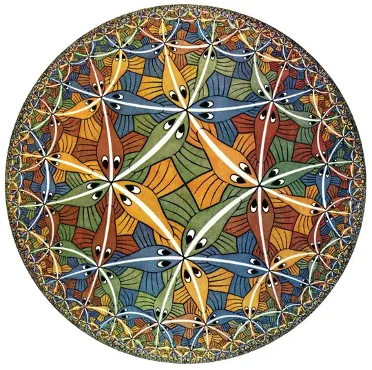 M.C. Escher's Circle Limit III (based on the Poincaré disc model)