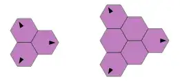 Arrows indicating 'vertices' of 2- and 3- triangles