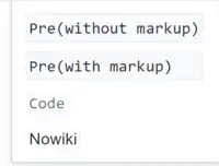 Block markup options menu items