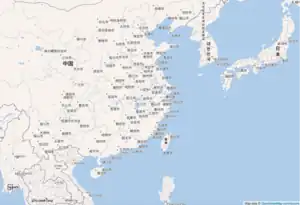 Map of Asia as displayed before internationalization. Labels are displayed in the language of the territories mapped