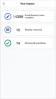 Screenshot of the module: your impact (mobile)