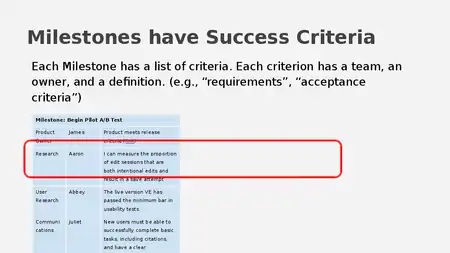 Milestone with Success Criteria