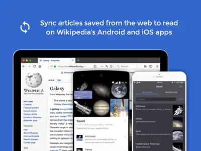 Articles added using the browser extension sync with reading lists on the Wikipedia Android and iOS apps.