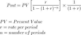 Annuity Due Payment Formula