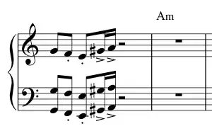 to Am with melodic line