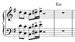 to Em with melodic line