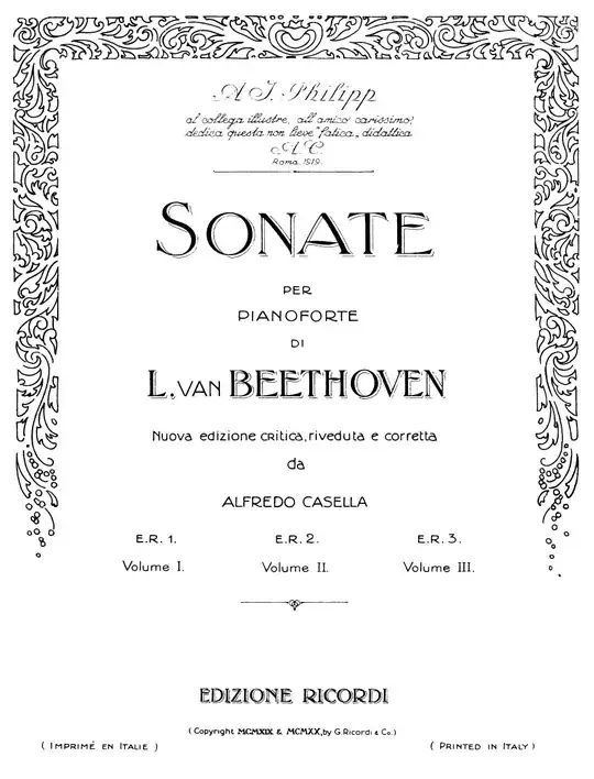 Moonlight Sonata title page, Casella edition