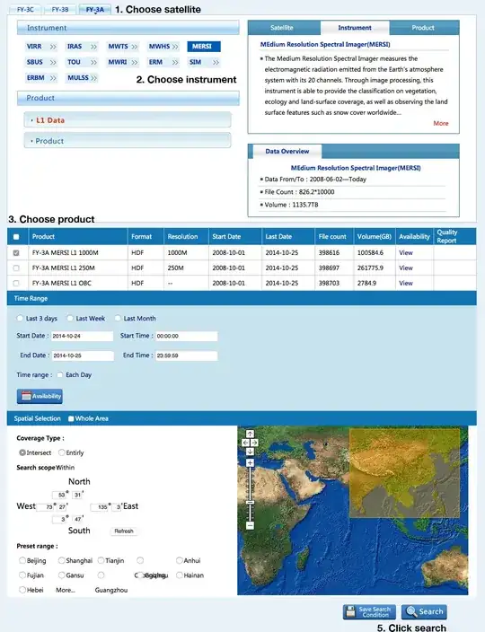 Satellite data download page