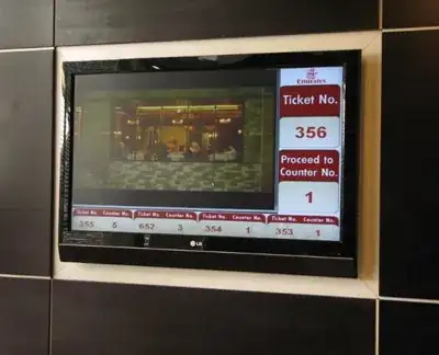 Queue system CC-BY-SA commons.wikimedia.org/wiki/File:Queue_Management_System_Display_Screen_at_Emirates.jpg