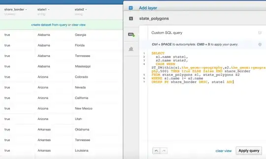 screen cap of postgis query