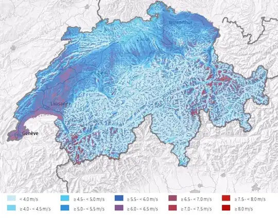 map with wind speeds