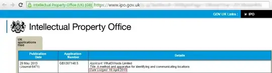 UK IPO patent filing screenshot with application date