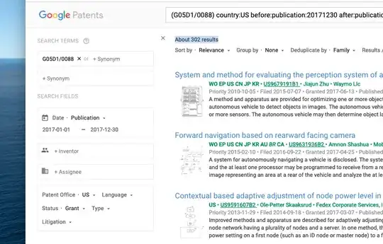 google patents advanced with CPC criteria got about 302 hits in 2017