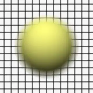 Render 3: Sphere in front of a grid plane, focus between grid and sphere